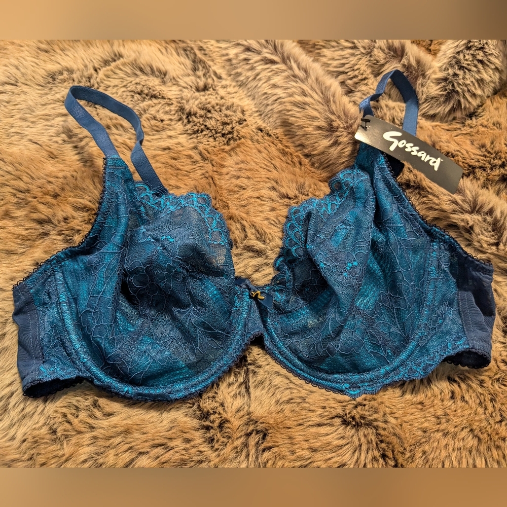 Gossard Superboost lace bra 38DD deep teal, plus size